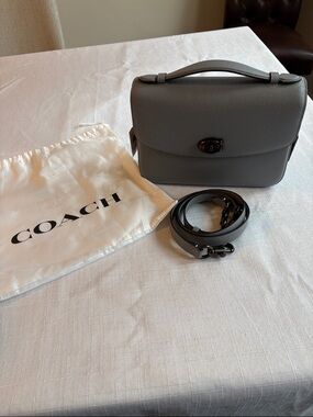 Coach Gray Pebbled Leather Top-Handle Crossbody